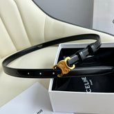 SMALL TRIOMPHE BELT 18 MM BLACK LEATHER GOLD HARDWARE