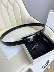 SMALL TRIOMPHE BELT 18 MM BLACK LEATHER SILVER HARDWARE