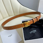 MEDIUM TRIOMPHE BELT 25MM BRONZE BROWN LEATHER GOLD HARDWARE