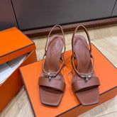 GLAMOUR 75 SANDAL CHOCOLATE CALFSKIN