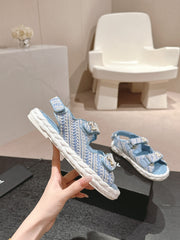 CC DAD SANDALS IN LIGHT BLUE CALFSKIN