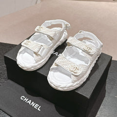 CC DAD SANDALS IN WHITE CALFSKIN