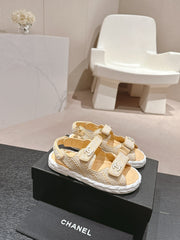 CC DAD SANDALS IN LIGHT YELLOW CALFSKIN