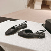 SLINGBACKS IN BLACK LAMBSKIN AND SATIN