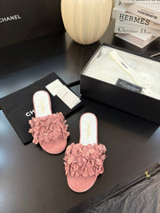 FLAT MULE 15 MM IN PEACH PINK SUEDE