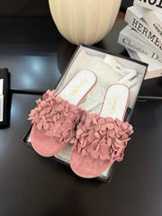 FLAT MULE 15 MM IN PEACH PINK SUEDE