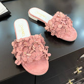 FLAT MULE 15 MM IN PEACH PINK SUEDE