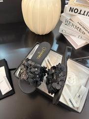 FLAT MULE 15 MM IN BLACK CALFSKIN