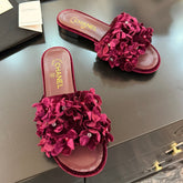 FLAT MULE 15 MM IN PLUM PURPLE VELVET