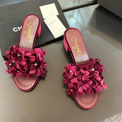 MID HEEL 45 MM MULE IN PLUM PURPLE VELVET