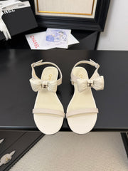 FLAT SANDALS 5 MM IN WHITE CREAM CALFSKIN