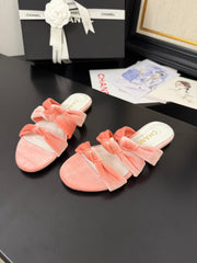 CC 25C Three Strap Mule Pink Velvet fabric 233561