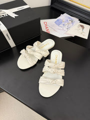 CC 25C Three Strap Mule White Lambskin 233558