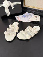 CC 25C Three Strap Mule White Lambskin 233558