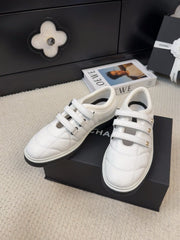 SNEAKERS WITH THREE STRAPS IN WHITE CALFSKIN