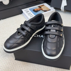 SNEAKERS WITH THREE STRAPS IN BLACK CALFSKIN