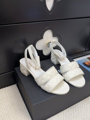 25C Sandal 45mm Open Heel White Lambskin 233492