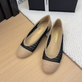 CC 25 Ballet Flat Beige Black Raffia
