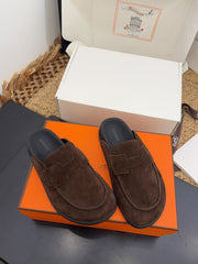 HM 25S MULE IN DARK BROWN SUEDE