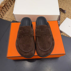 HM 25S MULE IN DARK BROWN SUEDE