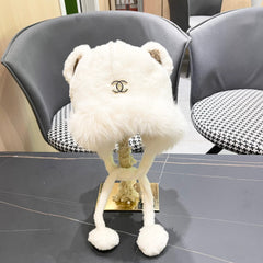 BEANIE HAT IN WHITE FLEECE AND WOOL 433166