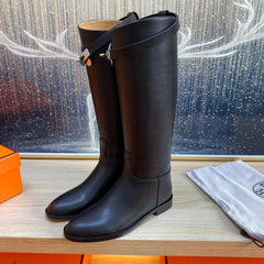 KNEE HIGH BOOTS IN BLACK CALFSKIN