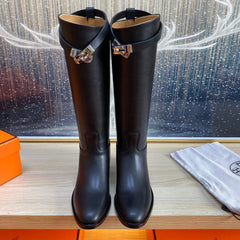 KNEE HIGH BOOTS IN BLACK CALFSKIN