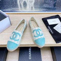 CC ESPADRILLES PLATFORM IN PASTEL BLUE TWEED
