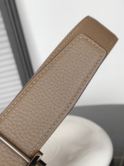 HM REVERSIBLE BLACK AND CAMEL BROWN LEATHER STRAP 32 MM SILVER HARDWARE