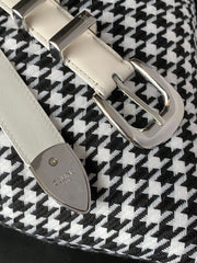 BELT 25MM MEDIUM WESTERN IN IVORY CALFSKIN SILVER GREY BUCKLE