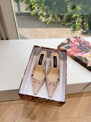 DG 70MM FOOTWEAR – BLUSH IN BEIGE CALFSKIN SLINGBACK