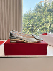BELLE VIVIER BALLERINAS IN SILVER METALLIC SMOOTH LAMBSKIN