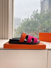 CHYPRE SANDAL IN DARK PINK MIX ORANGE SUEDE