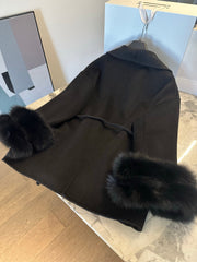 MAX MARA 25S CASHMERE COAT WITH FOX FUR TRIM 203