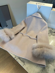 MAX MARA 25S CASHMERE COAT WITH FOX FUR TRIM 205