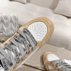 BALL STAR SNEAKERS WITH GLITTER STAR IN WHITE CALFSKIN AND BROWN SUEDE