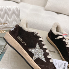 BALL STAR SNEAKERS WITH GLITTER STAR IN BLACK SUEDE