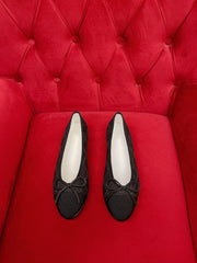 ballet flat black denim grosgrain