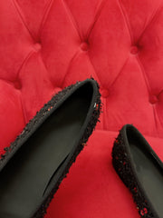 ballet flat black gold tweed metal calfskin