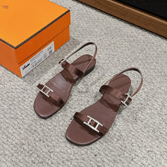 BUCKLE SANDAL CHOCOLATE CALFSKIN