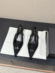 SL CHERISH BUCKLE SLINGBACK 45 BLACK MESH