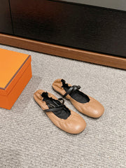 BALLERINA BALLET FLAT BRIGHT BROWN LAMBSKIN