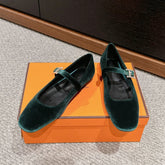JANE BALLET FLAT CASTLETON GREEN VELVET