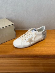 BALL STAR SNEAKERS WITH CRYSTAL TASSEL BEIGE SUEDE STAR WHITE CALFSKIN UPPER