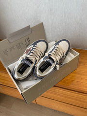 BALL STAR SNEAKERS GLITTER STAR IN BRIGHT GRAY SUEDE AND WHITE CALFSKIN