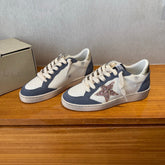 BALL STAR SNEAKERS GLITTER STAR IN BRIGHT GRAY SUEDE AND WHITE CALFSKIN