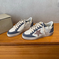 BALL STAR SNEAKERS GLITTER STAR IN BRIGHT GRAY SUEDE AND WHITE CALFSKIN