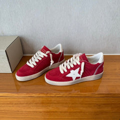 BALL STAR SNEAKERS WHITE STAR IN RED SUEDE AND CALFSKIN