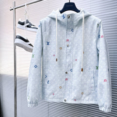 LV HOODED JACKET IN PASTEL LIGHT BLUE MONOGRAM CRAGGY DENIM 239120