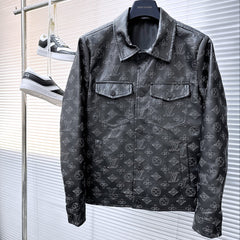 LV SHIRT JACKET IN BLACK MONOGRAM EMBROIDERED CALFSKIN 239119
